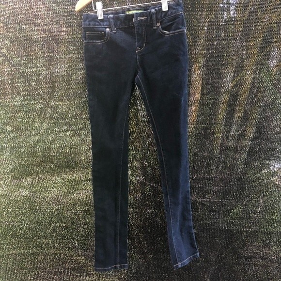 Old Navy Girl's Super Skinny Adjustable Waist Dark Wash Denim Jeans 12 Slim - Picture 7 of 8